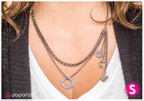 Paparazzi "Pulling at My Heartstrings" Gunmetal Necklace & Earring Set Paparazzi Jewelry