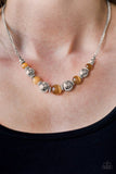 Paparazzi "Upper GLASS" Brown & Silver Bead Wire Necklace & Earring Set Paparazzi Jewelry