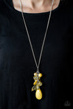 Paparazzi "Keepin it Colorful" Yellow Crystal Like Bead Silver Tone Necklace & Earring Set Paparazzi Jewelry