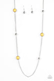 Paparazzi "Accentuate The Positives" Yellow Bead Shimmery Silver Tone Hoop Necklace & Earring Set Paparazzi Jewelry