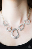 Paparazzi "Very CAVE-alier" Silver Necklace & Earring Set Paparazzi Jewelry