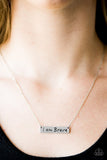 Paparazzi "I Am Brave" Silver Tone Pendant Engraved Necklace & Earring Set Paparazzi Jewelry