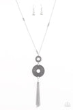 Paparazzi "The WHEEL To Work Wonders" Silver Necklace & Earring Set Paparazzi Jewelry