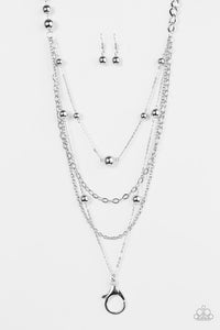 Paparazzi "Boss Shimmer" Silver Lanyard & Earring Set Paparazzi Jewelry