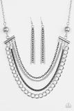 Paparazzi "Intensely Intense" Silver Necklace & Earring Set Paparazzi Jewelry