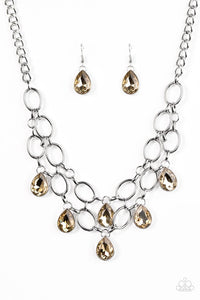 Paparazzi "Show-Stopping Shimmer" Brown Necklace & Earring Set Paparazzi Jewelry