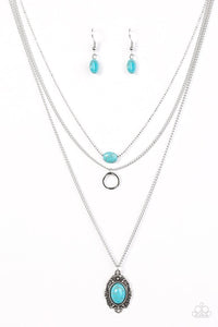 Paparazzi "Canyon Cavalier" Blue Necklace & Earring Set Paparazzi Jewelry