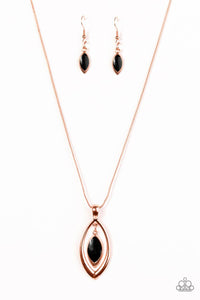 Paparazzi "Exceptional Elegance" Copper Chain Black Pendant Necklace & Earring Set Paparazzi Jewelry