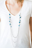 Paparazzi "Carefree and Capricious" Blue Beads & Hoops Silver Tone Necklace & Earring Set Paparazzi Jewelry