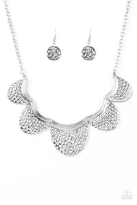 Paparazzi "Prehistoric Princess" Silver Necklace & Earring Set Paparazzi Jewelry