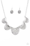 Paparazzi "Prehistoric Princess" Silver Necklace & Earring Set Paparazzi Jewelry