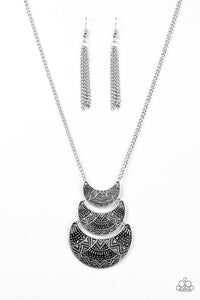 Paparazzi "Too Much Too MOON" Silver Crescent Plate Necklace & Earring Set Paparazzi Jewelry