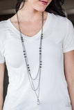 Paparazzi "Be In The Glow" Black Lanyard Necklace & Earring Set Paparazzi Jewelry