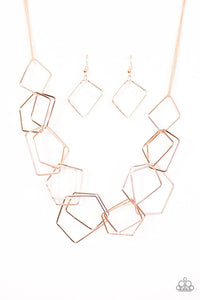 Paparazzi "Industrial Chaos" Rose Gold Necklace & Earring Set Paparazzi Jewelry