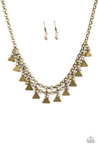 Paparazzi "Pretty In Pyramids" Brass Necklace & Earring Set Paparazzi Jewelry