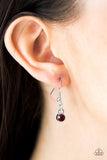 Paparazzi "Moonlit Metro" Red Gem Silver Tone Bar Necklace & Earring Set Paparazzi Jewelry