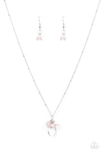 Paparazzi "Chic On Fleek" Pink Faux Pearl Fringe Silver Tone Necklace & Earring Set Paparazzi Jewelry