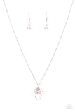 Paparazzi "Chic On Fleek" Pink Faux Pearl Fringe Silver Tone Necklace & Earring Set Paparazzi Jewelry