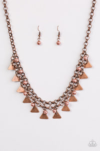 Paparazzi VINTAGE VAULT "Pretty In Pyramids" Copper Necklace & Earring Set Paparazzi Jewelry