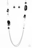 Paparazzi "A JEWEL In The Rough" Black Necklace & Earring Set Paparazzi Jewelry