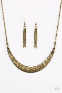 Paparazzi "Going So MOON?" Brass Necklace & Earring Set Paparazzi Jewelry