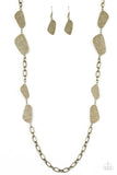 Paparazzi "Handcrafted Harmony" Brass Tone Textured Plates Necklace & Earring Set Paparazzi Jewelry