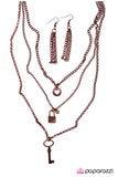 Paparazzi "The Key to My Heart" Copper Necklace & Earring Set Paparazzi Jewelry
