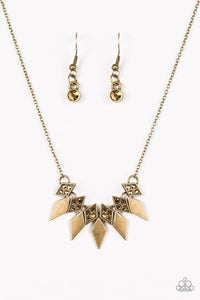 Paparazzi "Over The Edge" Brass Necklace & Earring Set Paparazzi Jewelry