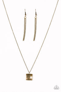 Paparazzi "Trust in Faith" Brass Trust The Lord Square Pendant Necklace & Earring Set Paparazzi Jewelry