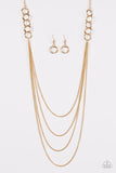 Paparazzi "RING It On!" Gold Necklace & Earring Set Paparazzi Jewelry