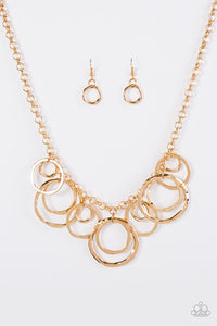 Paparazzi "Tour de FIERCE" Gold Necklace & Earring Set Paparazzi Jewelry