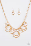 Paparazzi VINTAGE VAULT REPO "Tour de FIERCE" Gold Necklace & Earring Set Paparazzi Jewelry