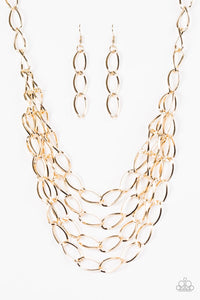 Paparazzi "Chain Reaction" Gold Necklace & Earring Set Paparazzi Jewelry