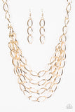 Paparazzi "Chain Reaction" Gold Necklace & Earring Set Paparazzi Jewelry