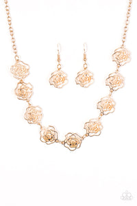 Paparazzi "Fleur de Flirt" Gold Necklace & Earring Set Paparazzi Jewelry