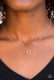 Paparazzi "First Rate Fashion" Rose Gold Chain White Rhinestone Necklace & Earring Set Paparazzi Jewelry