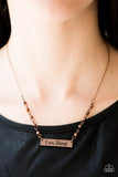 Paparazzi "I Am Strong" Copper Plate Engraved Necklace & Earring Set Paparazzi Jewelry