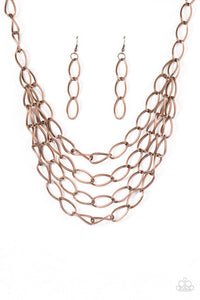 Paparazzi "Chain Reaction" Copper Necklace & Earring Set Paparazzi Jewelry