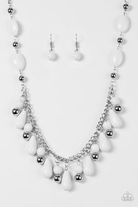 Paparazzi "HUEs She?" White Necklace & Earring Set Paparazzi Jewelry