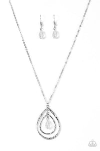 Paparazzi "It's Raining Radiance" White Necklace & Earring Set Paparazzi Jewelry