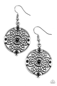 Paparazzi "Second Spring" Black Bead Floral Pattern Earrings Paparazzi Jewelry