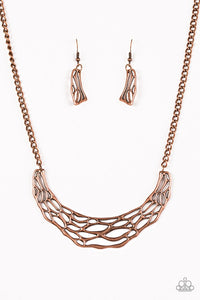 Paparazzi VINTAGE VAULT "Fashionably Fractured" Copper Necklace & Earring Set Paparazzi Jewelry