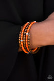 Paparazzi "Who WOOD Of Thought" Orange Bead Wooden Accent Wrap Bracelet Paparazzi Jewelry