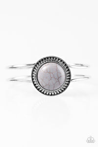 Paparazzi "In Dune With The Times" Silver Frame Gray Round Stone Bracelet Paparazzi Jewelry