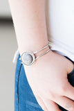 Paparazzi "In Dune With The Times" Silver Frame Gray Round Stone Bracelet Paparazzi Jewelry