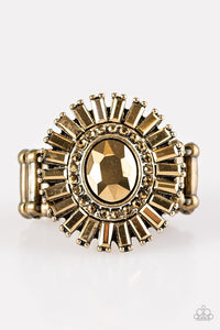 Paparazzi "Vengeance Is SHINE!" Brass Frame Aurum Rhinestone Ring Paparazzi Jewelry
