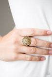 Paparazzi "Seasonal Spinster" Brass Frame Floral Pattern Ring Paparazzi Jewelry