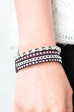 Paparazzi "You Talkin To Me?" Purple Suede Rhinestone Silver Stud Wrap Bracelet Paparazzi Jewelry