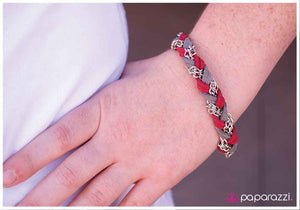 Paparazzi "Leather the Storm - Red" bracelet Paparazzi Jewelry