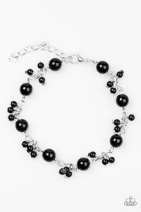 Paparazzi "Posh In Pearls" Black Faux Pearl Silver Chain Bracelet Paparazzi Jewelry